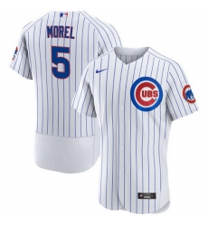 Men Chicago Cubs 5 Christopher Morel White Flex Base Stitched Baseball Jersey Men Chicago Cubs 5 Christopher Morel White Flex Base Stitched Baseball Jersey