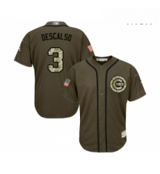 Mens Chicago Cubs 3 Daniel Descalso Authentic Green Salute to Service Baseball Jersey Mens Chicago Cubs 3 Daniel Descalso Authentic Green Salute to Service Baseball Jersey