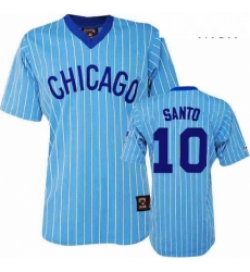 Mens Majestic Chicago Cubs 10 Ron Santo Replica BlueWhite Strip Cooperstown Throwback MLB Jersey Mens Majestic Chicago Cubs 10 Ron Santo Replica BlueWhite Strip Cooperstown Throwback MLB Jersey