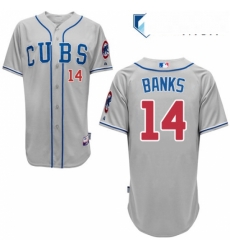 Mens Majestic Chicago Cubs 14 Ernie Banks Replica Grey Alternate Road Cool Base MLB Jersey Mens Majestic Chicago Cubs 14 Ernie Banks Replica Grey Alternate Road Cool Base MLB Jersey