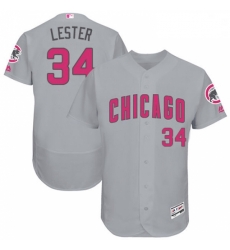 Mens Majestic Chicago Cubs 34 Jon Lester Grey Mothers Day Flexbase Authentic Collection MLB Jersey Mens Majestic Chicago Cubs 34 Jon Lester Grey Mothers Day Flexbase Authentic Collection MLB Jersey