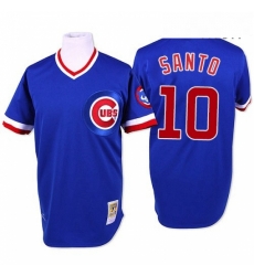Mens Mitchell and Ness Chicago Cubs 10 Ron Santo Authentic Blue Throwback MLB Jersey Mens Mitchell and Ness Chicago Cubs 10 Ron Santo Authentic Blue Throwback MLB Jersey