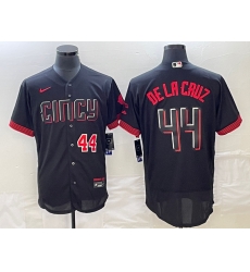 Men's Cincinnati Reds #44 Elly De La Cruz Number Black 2023 City Connect Cool Base Stitched Jersey Men's Cincinnati Reds #44 Elly De La Cruz Number Black 2023 City Connect Cool Base Stitched Jersey