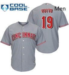 Mens Majestic Cincinnati Reds 19 Joey Votto Replica Grey Road Cool Base MLB Jersey Mens Majestic Cincinnati Reds 19 Joey Votto Replica Grey Road Cool Base MLB Jersey