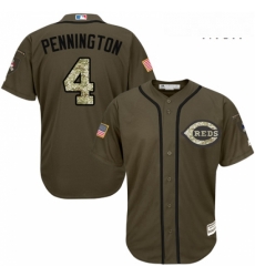Mens Majestic Cincinnati Reds 4 Cliff Pennington Replica Green Salute to Service MLB Jersey Mens Majestic Cincinnati Reds 4 Cliff Pennington Replica Green Salute to Service MLB Jersey