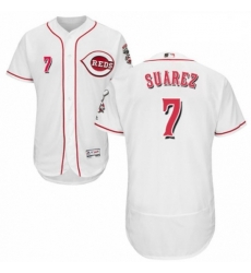 Mens Majestic Cincinnati Reds 7 Eugenio Suarez White Home Flex Base Authentic Collection MLB Jersey Mens Majestic Cincinnati Reds 7 Eugenio Suarez White Home Flex Base Authentic Collection MLB Jersey