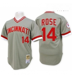 Mens Mitchell and Ness Cincinnati Reds 14 Pete Rose Authentic Grey Throwback MLB Jersey Mens Mitchell and Ness Cincinnati Reds 14 Pete Rose Authentic Grey Throwback MLB Jersey