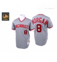 Mens Mitchell and Ness Cincinnati Reds 8 Joe Morgan Authentic Grey Throwback MLB Jersey Mens Mitchell and Ness Cincinnati Reds 8 Joe Morgan Authentic Grey Throwback MLB Jersey