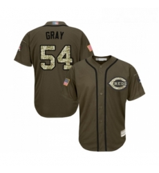 Youth Cincinnati Reds 54 Sonny Gray Authentic Green Salute to Service Baseball Jersey Youth Cincinnati Reds 54 Sonny Gray Authentic Green Salute to Service Baseball Jersey