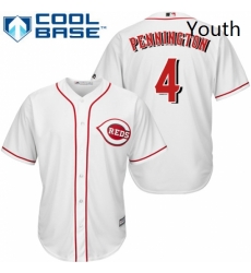 Youth Majestic Cincinnati Reds 4 Cliff Pennington Authentic White Home Cool Base MLB Jersey Youth Majestic Cincinnati Reds 4 Cliff Pennington Authentic White Home Cool Base MLB Jersey