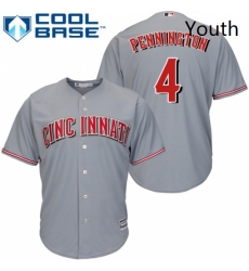 Youth Majestic Cincinnati Reds 4 Cliff Pennington Replica Grey Road Cool Base MLB Jersey Youth Majestic Cincinnati Reds 4 Cliff Pennington Replica Grey Road Cool Base MLB Jersey