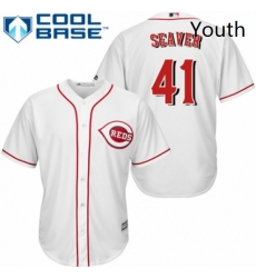 Youth Majestic Cincinnati Reds 41 Tom Seaver Replica White Home Cool Base MLB Jersey Youth Majestic Cincinnati Reds 41 Tom Seaver Replica White Home Cool Base MLB Jersey