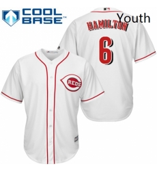 Youth Majestic Cincinnati Reds 6 Billy Hamilton Replica White Home Cool Base MLB Jersey Youth Majestic Cincinnati Reds 6 Billy Hamilton Replica White Home Cool Base MLB Jersey