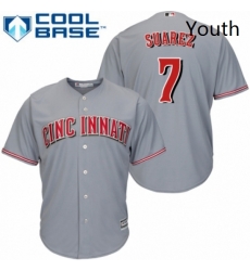 Youth Majestic Cincinnati Reds 7 Eugenio Suarez Replica Grey Road Cool Base MLB Jersey Youth Majestic Cincinnati Reds 7 Eugenio Suarez Replica Grey Road Cool Base MLB Jersey