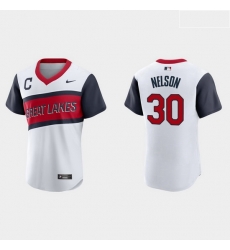Men Cleveland Indians 30 Kyle Nelson Men Nike White 2021 Little League Class Authentic MLB Jersey Men Cleveland Indians 30 Kyle Nelson Men Nike White 2021 Little League Class Authentic MLB Jersey