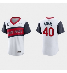Men Cleveland Indians 40 Wilson Ramos Men Nike White 2021 Little League Class Authentic MLB Jersey Men Cleveland Indians 40 Wilson Ramos Men Nike White 2021 Little League Class Authentic MLB Jersey