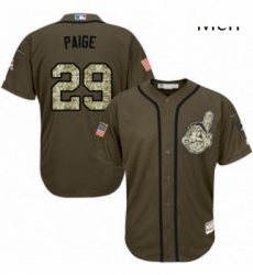 Mens Majestic Cleveland Indians 29 Satchel Paige Replica Green Salute to Service MLB Jersey Mens Majestic Cleveland Indians 29 Satchel Paige Replica Green Salute to Service MLB Jersey