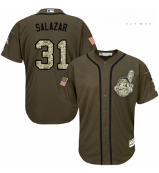 Mens Majestic Cleveland Indians 31 Danny Salazar Replica Green Salute to Service MLB Jersey Mens Majestic Cleveland Indians 31 Danny Salazar Replica Green Salute to Service MLB Jersey