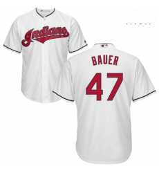 Mens Majestic Cleveland Indians 47 Trevor Bauer Replica White Home Cool Base MLB Jersey Mens Majestic Cleveland Indians 47 Trevor Bauer Replica White Home Cool Base MLB Jersey