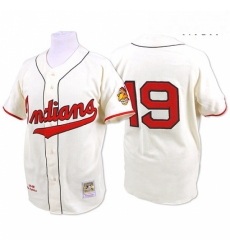 Mens Mitchell and Ness 1948 Cleveland Indians 19 Bob Feller Authentic Cream Throwback MLB Jersey Mens Mitchell and Ness 1948 Cleveland Indians 19 Bob Feller Authentic Cream Throwback MLB Jersey