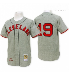 Mens Mitchell and Ness Cleveland Indians 19 Bob Feller Replica Grey Throwback MLB Jersey Mens Mitchell and Ness Cleveland Indians 19 Bob Feller Replica Grey Throwback MLB Jersey
