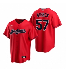 Mens Nike Cleveland Indians 57 Shane Bieber Red Alternate Stitched Baseball Jersey Mens Nike Cleveland Indians 57 Shane Bieber Red Alternate Stitched Baseball Jersey
