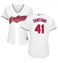 Indians #41 Carlos Santana White Home Women Stitched Baseball Jersey Indians #41 Carlos Santana White Home Women Stitched Baseball Jersey