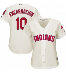 Womens Majestic Cleveland Indians 10 Edwin Encarnacion Replica Cream Alternate 2 Cool Base MLB Jersey Womens Majestic Cleveland Indians 10 Edwin Encarnacion Replica Cream Alternate 2 Cool Base MLB Jersey