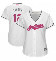 Womens Majestic Cleveland Indians 12 Francisco Lindor Replica White Mothers Day Cool Base MLB Jersey Womens Majestic Cleveland Indians 12 Francisco Lindor Replica White Mothers Day Cool Base MLB Jersey