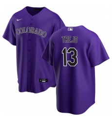Men Colorado Rockies 13 Alan Trejo Purple Stitched Baseball Jersey Men Colorado Rockies 13 Alan Trejo Purple Stitched Baseball Jersey