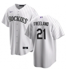 Men Colorado Rockies 21 Kyle Freeland White Stitched Baseball Jersey Men Colorado Rockies 21 Kyle Freeland White Stitched Baseball Jersey