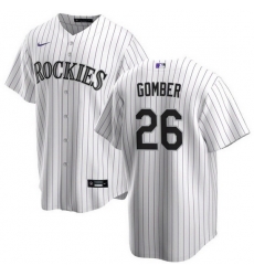 Men Colorado Rockies 26 Austin Gomber White Cool Base Stitched Baseball Jersey Men Colorado Rockies 26 Austin Gomber White Cool Base Stitched Baseball Jersey