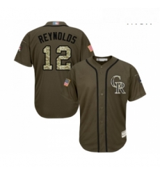 Mens Colorado Rockies 12 Mark Reynolds Authentic Green Salute to Service Baseball Jersey Mens Colorado Rockies 12 Mark Reynolds Authentic Green Salute to Service Baseball Jersey