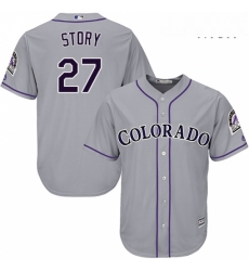 Mens Majestic Colorado Rockies 27 Trevor Story Replica Grey Road Cool Base MLB Jersey Mens Majestic Colorado Rockies 27 Trevor Story Replica Grey Road Cool Base MLB Jersey