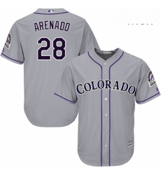 Mens Majestic Colorado Rockies 28 Nolan Arenado Replica Grey Road Cool Base MLB Jersey Mens Majestic Colorado Rockies 28 Nolan Arenado Replica Grey Road Cool Base MLB Jersey