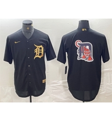 Men Detroit Tigers Black Team Big Logo Cool Base Stitched Baseball Jersey 3 Men Detroit Tigers Black Team Big Logo Cool Base Stitched Baseball Jersey 3