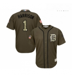 Mens Detroit Tigers 1 Josh Harrison Authentic Green Salute to Service Baseball Jersey Mens Detroit Tigers 1 Josh Harrison Authentic Green Salute to Service Baseball Jersey