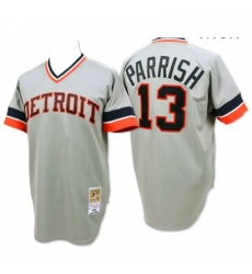 Mens Mitchell and Ness Detroit Tigers 13 Lance Parrish Replica Grey Throwback MLB Jersey Mens Mitchell and Ness Detroit Tigers 13 Lance Parrish Replica Grey Throwback MLB Jersey