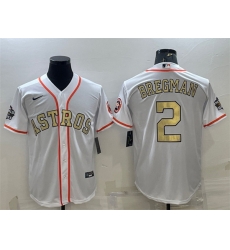 Men Houston Astros 2 Alex Bregman White Gold 2022 World Series Stitched Baseball Jersey Men Houston Astros 2 Alex Bregman White Gold 2022 World Series Stitched Baseball Jersey
