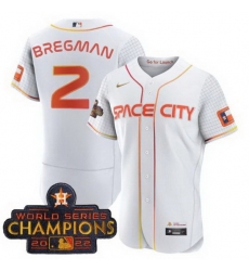 Men Houston Astros 2 Alex Bregman White With 2022 World Serise Champions Patch Stitched Baseball Jersey Men Houston Astros 2 Alex Bregman White With 2022 World Serise Champions Patch Stitched Baseball Jersey