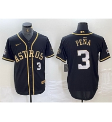 Men Houston Astros 3 Jeremy Pe F1a Black Gold 2022 World Series Stitched Baseball Jersey Men Houston Astros 3 Jeremy Pe F1a Black Gold 2022 World Series Stitched Baseball Jersey