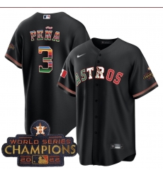 Men Houston Astros 3 Jeremy Pena 2022 Black World Serise Champions Patch Cool Base Jersey Men Houston Astros 3 Jeremy Pena 2022 Black World Serise Champions Patch Cool Base Jersey