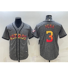 Men Houston Astros 3 Jeremy Pena Grey Cool Base Stitched Baseball Jersey Men Houston Astros 3 Jeremy Pena Grey Cool Base Stitched Baseball Jersey