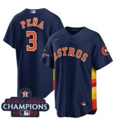 Men Houston Astros 3 Jeremy Pena Navy 2022 World Series Champions Cool Base Stitched Baseball Jersey Men Houston Astros 3 Jeremy Pena Navy 2022 World Series Champions Cool Base Stitched Baseball Jersey