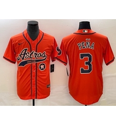 Men Houston Astros 3 Jeremy Pena Orange With Patch Cool Base Stitched Baseball Jersey Men Houston Astros 3 Jeremy Pena Orange With Patch Cool Base Stitched Baseball Jersey