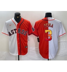 Men Houston Astros 3 Jeremy Pena White Orange Split With Patch Cool Base Stitched Baseball Jersey Men Houston Astros 3 Jeremy Pena White Orange Split With Patch Cool Base Stitched Baseball Jersey
