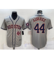 Men Houston Astros 44 Yordan Alvarez Grey With Patch Cool Base Stitched Jersey Men Houston Astros 44 Yordan Alvarez Grey With Patch Cool Base Stitched Jersey