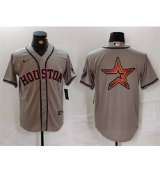 Men Houston Astros Gray Team Big Logo With Patch Cool Base Stitched Baseball Jersey 5 Men Houston Astros Gray Team Big Logo With Patch Cool Base Stitched Baseball Jersey 5