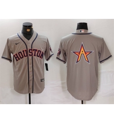 Men Houston Astros Gray Team Big Logo With Patch Cool Base Stitched Baseball Jersey 7 Men Houston Astros Gray Team Big Logo With Patch Cool Base Stitched Baseball Jersey 7