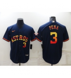Men's Houston Astros #3 Jeremy Pena Number Navy Blue Rainbow Stitched MLB Cool Base Nike Jersey Men's Houston Astros #3 Jeremy Pena Number Navy Blue Rainbow Stitched MLB Cool Base Nike Jersey